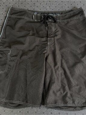 Kirra Black Paisley-Print Swim Board Shorts